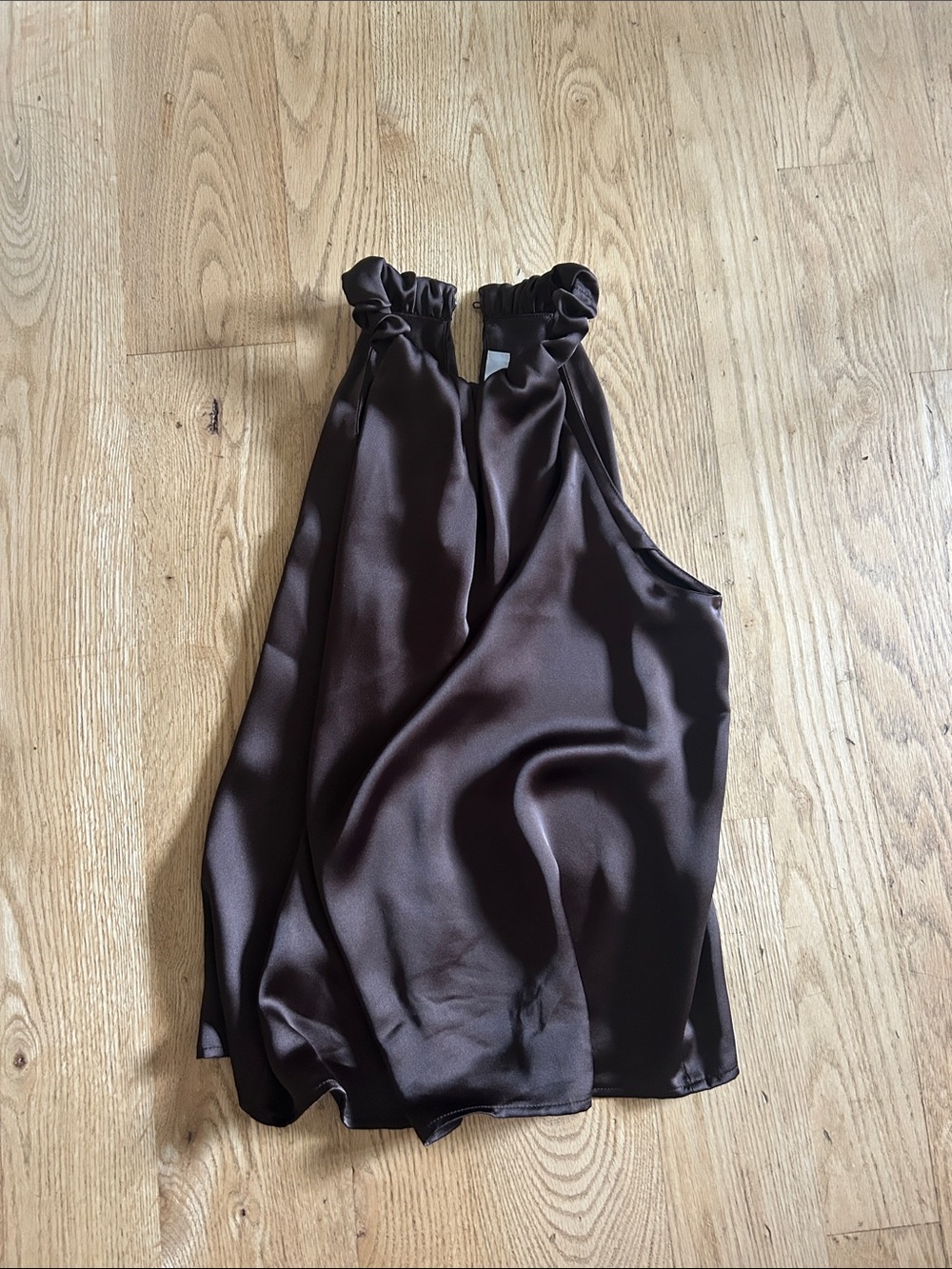 LOFT Brown Satin Halter Tank Top